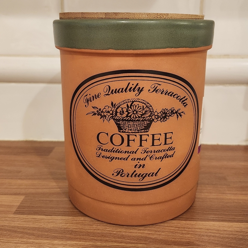 Casa Verde Terra Cotta Coffee Canister with Cork Lid From Portugal